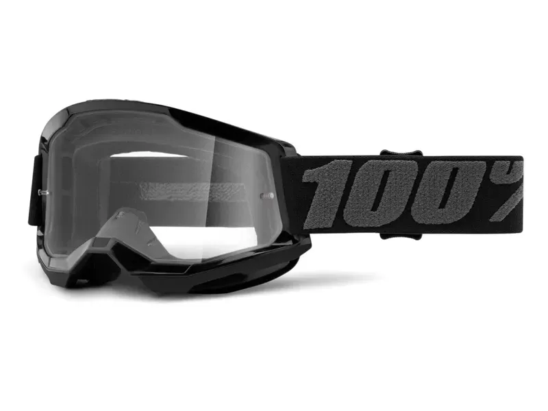 100% Strata 2 Clear-Lens Black Goggles