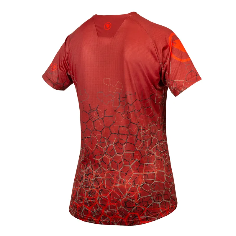 Endura Women's SingleTrack LTD Print Tee Cayenne Short Sleeve Jersey-1