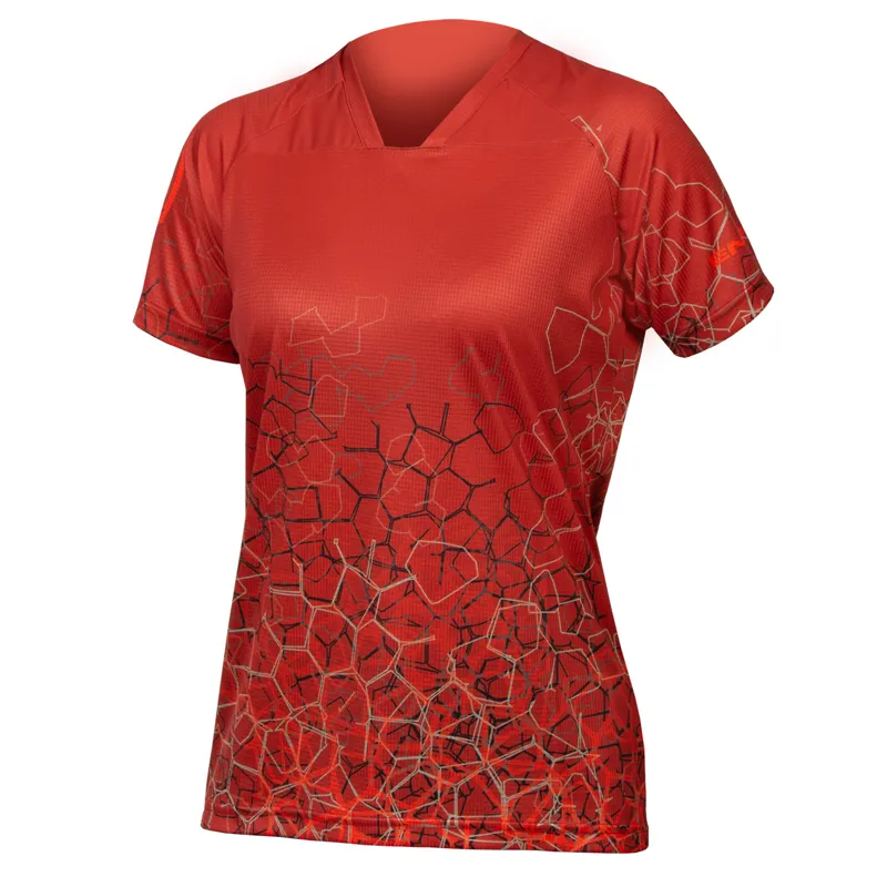 Endura Women's SingleTrack LTD Print Tee Cayenne Short Sleeve Jersey