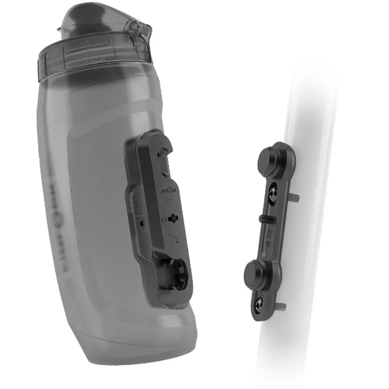 Fidlock Twist 590ml Transparent Black Cageless Bottle with Bike Base
