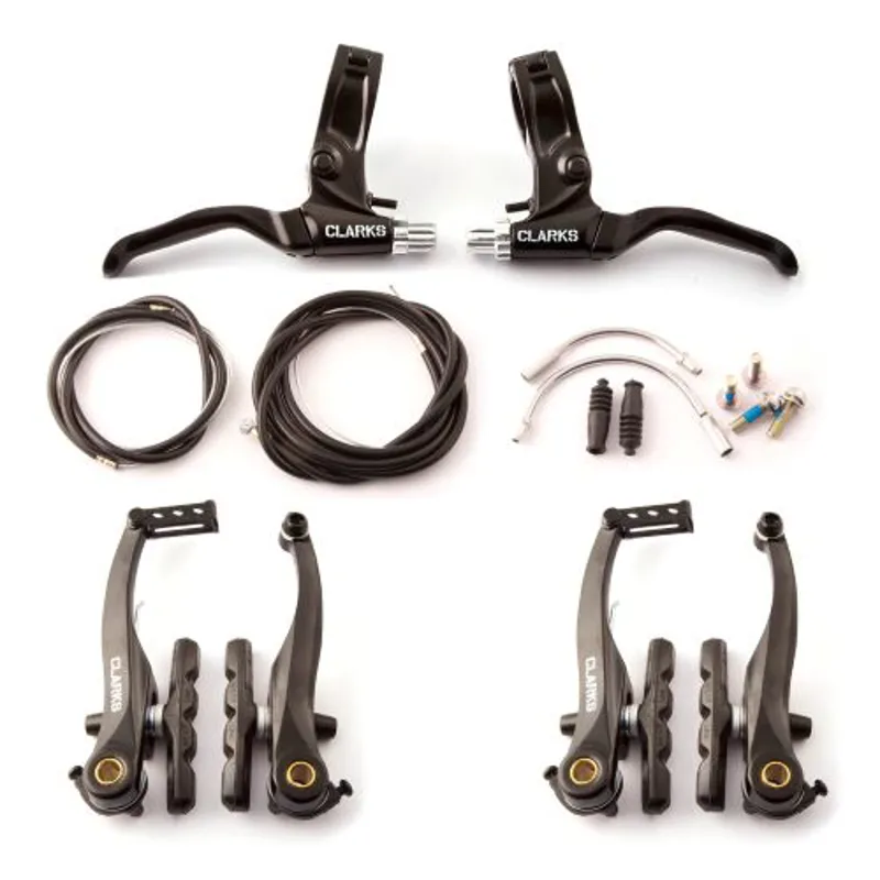 Clarks V Brakeset F R in Black inc Cables Steel Guide Pipes and Boots